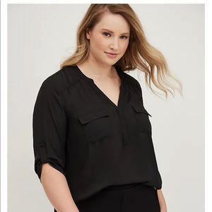 Torrid Harper Black Georgette Pullover Blouse